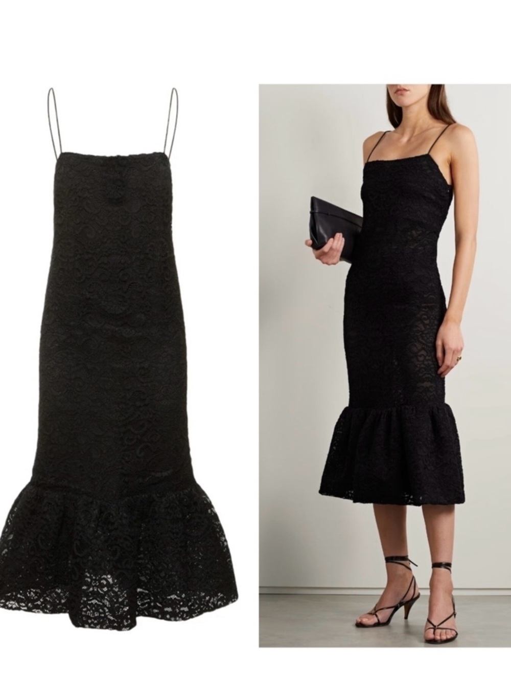 Ssense Interior The Esther Cotton lace Midi Dress 10 black